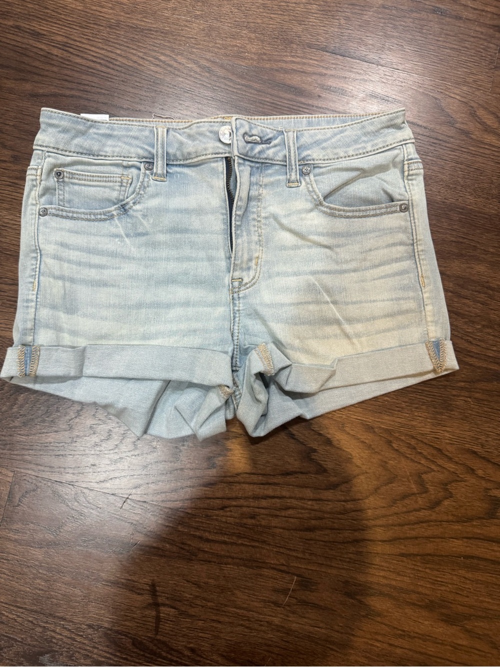 American Eagle Outfitters Light Blue Rolled Hem Denim Shorts
